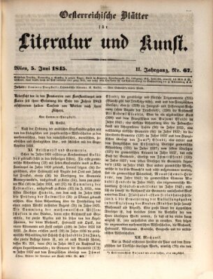 Österreichische Blätter für Literatur und Kunst, Geschichte, Geographie, Statistik und Naturkunde Donnerstag 5. Juni 1845