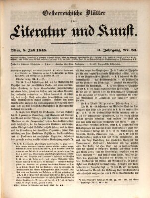 Österreichische Blätter für Literatur und Kunst, Geschichte, Geographie, Statistik und Naturkunde Dienstag 8. Juli 1845