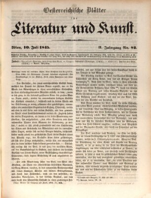 Österreichische Blätter für Literatur und Kunst, Geschichte, Geographie, Statistik und Naturkunde Donnerstag 10. Juli 1845