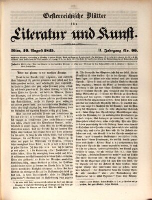 Österreichische Blätter für Literatur und Kunst, Geschichte, Geographie, Statistik und Naturkunde Dienstag 19. August 1845