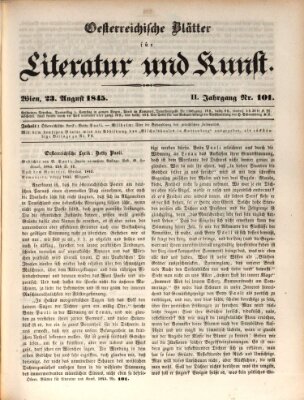 Österreichische Blätter für Literatur und Kunst, Geschichte, Geographie, Statistik und Naturkunde Samstag 23. August 1845