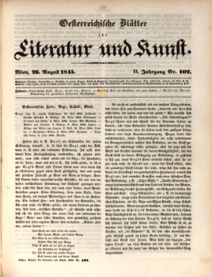 Österreichische Blätter für Literatur und Kunst, Geschichte, Geographie, Statistik und Naturkunde Dienstag 26. August 1845