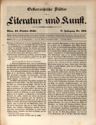 Österreichische Blätter für Literatur und Kunst, Geschichte, Geographie, Statistik und Naturkunde Samstag 11. Oktober 1845