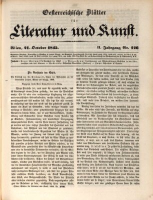 Österreichische Blätter für Literatur und Kunst, Geschichte, Geographie, Statistik und Naturkunde Dienstag 21. Oktober 1845