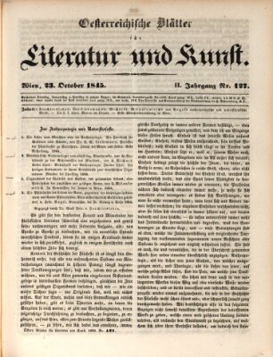 Österreichische Blätter für Literatur und Kunst, Geschichte, Geographie, Statistik und Naturkunde Donnerstag 23. Oktober 1845