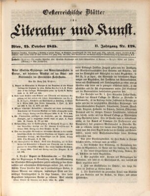 Österreichische Blätter für Literatur und Kunst, Geschichte, Geographie, Statistik und Naturkunde Samstag 25. Oktober 1845