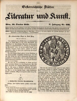 Österreichische Blätter für Literatur und Kunst, Geschichte, Geographie, Statistik und Naturkunde Dienstag 28. Oktober 1845