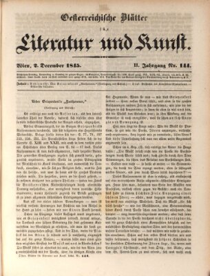 Österreichische Blätter für Literatur und Kunst, Geschichte, Geographie, Statistik und Naturkunde Dienstag 2. Dezember 1845