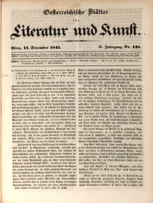 Österreichische Blätter für Literatur und Kunst, Geschichte, Geographie, Statistik und Naturkunde Donnerstag 11. Dezember 1845