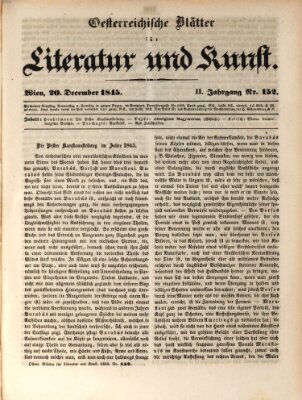 Österreichische Blätter für Literatur und Kunst, Geschichte, Geographie, Statistik und Naturkunde Samstag 20. Dezember 1845