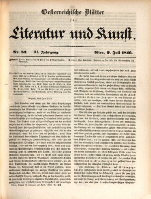 Österreichische Blätter für Literatur und Kunst, Geschichte, Geographie, Statistik und Naturkunde Donnerstag 9. Juli 1846