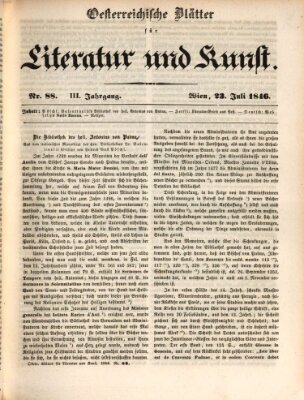 Österreichische Blätter für Literatur und Kunst, Geschichte, Geographie, Statistik und Naturkunde Donnerstag 23. Juli 1846