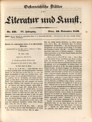 Österreichische Blätter für Literatur und Kunst, Geschichte, Geographie, Statistik und Naturkunde Dienstag 10. November 1846