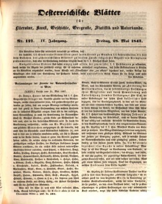 Österreichische Blätter für Literatur und Kunst, Geschichte, Geographie, Statistik und Naturkunde Freitag 28. Mai 1847