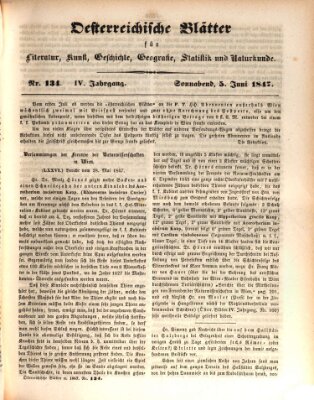 Österreichische Blätter für Literatur und Kunst, Geschichte, Geographie, Statistik und Naturkunde Samstag 5. Juni 1847