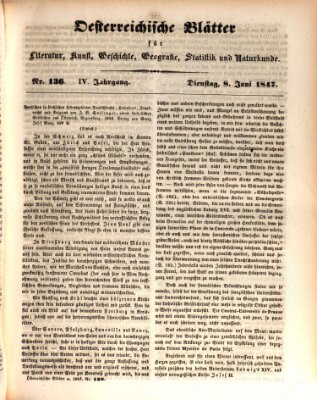 Österreichische Blätter für Literatur und Kunst, Geschichte, Geographie, Statistik und Naturkunde Dienstag 8. Juni 1847