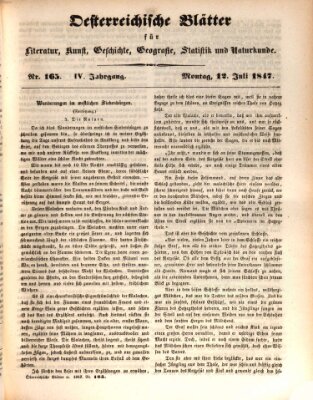 Österreichische Blätter für Literatur und Kunst, Geschichte, Geographie, Statistik und Naturkunde Montag 12. Juli 1847