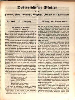 Österreichische Blätter für Literatur und Kunst, Geschichte, Geographie, Statistik und Naturkunde Montag 23. August 1847