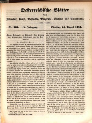 Österreichische Blätter für Literatur und Kunst, Geschichte, Geographie, Statistik und Naturkunde Dienstag 24. August 1847