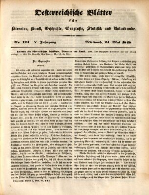 Österreichische Blätter für Literatur und Kunst, Geschichte, Geographie, Statistik und Naturkunde Mittwoch 24. Mai 1848