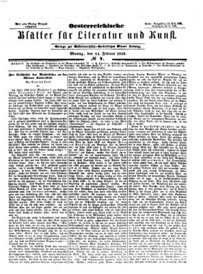 Österreichische Blätter für Literatur und Kunst Montag 14. Februar 1853