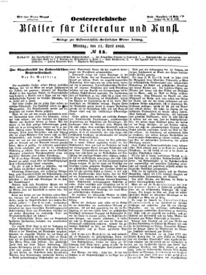 Österreichische Blätter für Literatur und Kunst Montag 11. April 1853