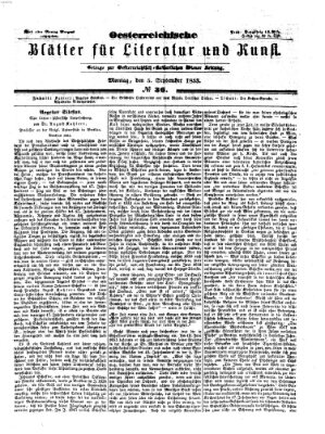 Österreichische Blätter für Literatur und Kunst Montag 5. September 1853