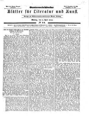 Österreichische Blätter für Literatur und Kunst Montag 3. April 1854