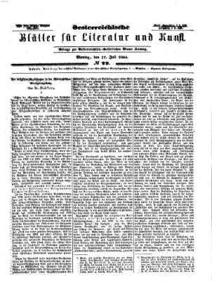 Österreichische Blätter für Literatur und Kunst Montag 17. Juli 1854