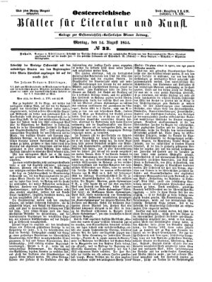 Österreichische Blätter für Literatur und Kunst Montag 14. August 1854