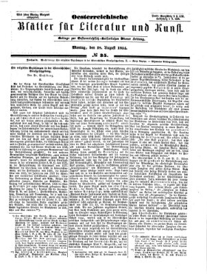 Österreichische Blätter für Literatur und Kunst Montag 28. August 1854