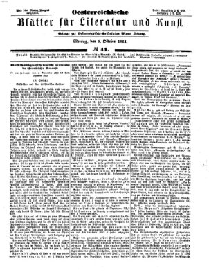 Österreichische Blätter für Literatur und Kunst Montag 9. Oktober 1854