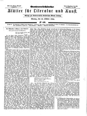 Österreichische Blätter für Literatur und Kunst Montag 16. Oktober 1854