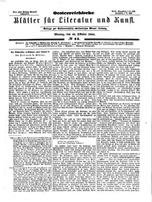 Österreichische Blätter für Literatur und Kunst Montag 30. Oktober 1854