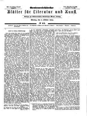 Österreichische Blätter für Literatur und Kunst Montag 6. November 1854