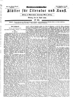 Österreichische Blätter für Literatur und Kunst Montag 30. April 1855