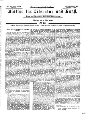 Österreichische Blätter für Literatur und Kunst Montag 7. Mai 1855