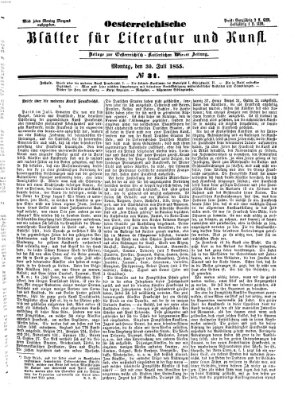 Österreichische Blätter für Literatur und Kunst Montag 30. Juli 1855