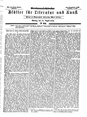 Österreichische Blätter für Literatur und Kunst Montag 13. August 1855