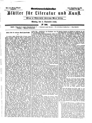 Österreichische Blätter für Literatur und Kunst Montag 3. September 1855