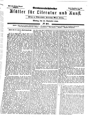 Österreichische Blätter für Literatur und Kunst Montag 10. September 1855