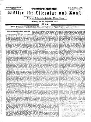 Österreichische Blätter für Literatur und Kunst Montag 24. September 1855