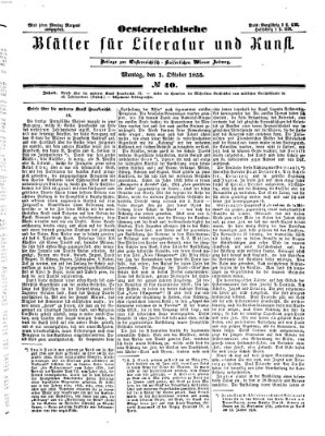 Österreichische Blätter für Literatur und Kunst Montag 1. Oktober 1855