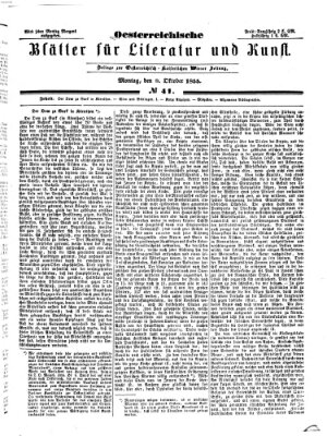 Österreichische Blätter für Literatur und Kunst Montag 8. Oktober 1855