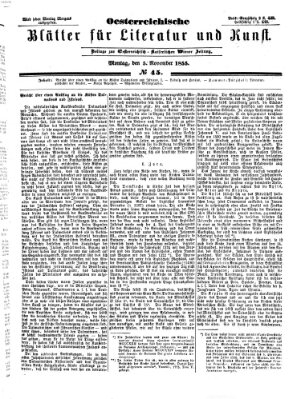 Österreichische Blätter für Literatur und Kunst Montag 5. November 1855