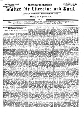 Österreichische Blätter für Literatur und Kunst Montag 7. Januar 1856