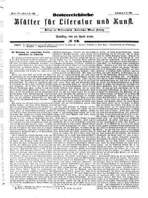 Österreichische Blätter für Literatur und Kunst Samstag 19. April 1856