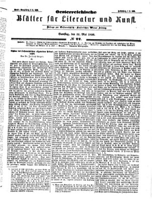 Österreichische Blätter für Literatur und Kunst Samstag 31. Mai 1856