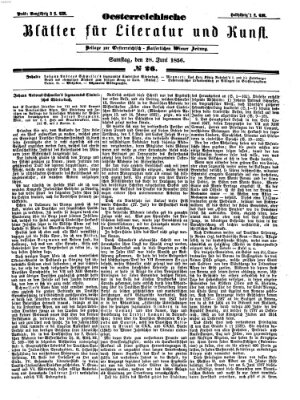 Österreichische Blätter für Literatur und Kunst Samstag 28. Juni 1856