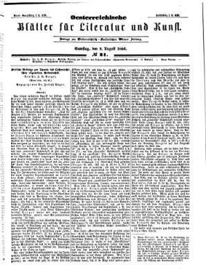 Österreichische Blätter für Literatur und Kunst Samstag 2. August 1856